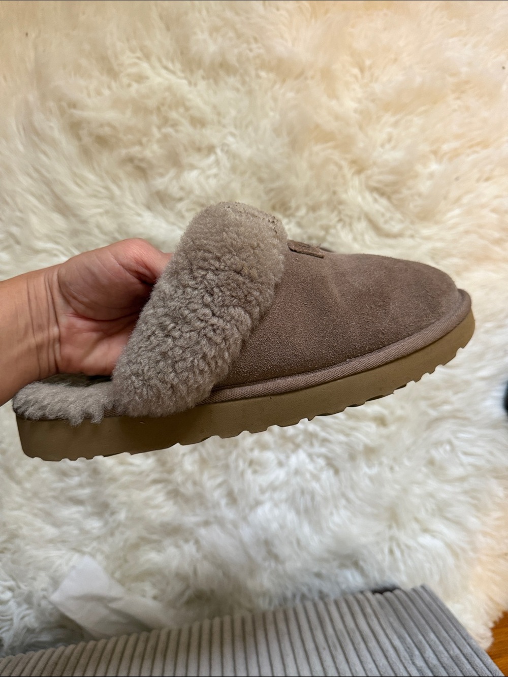UGG Women's Shearling Slip-On Slippers Scuffette Caribou color